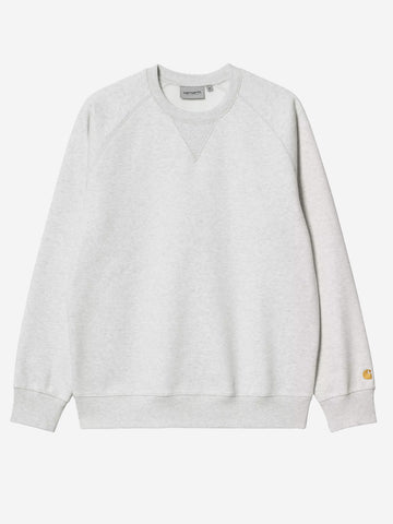 CARHARTT WIP Felpa girocollo grigia chiara 'Chase Sweat' con logo ricamato Grigia chiara