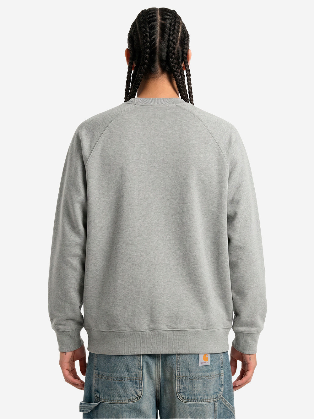 CARHARTT WIP Felpa girocollo grigia 'Chase Sweat' con logo ricamato Grigio Urbanstaroma