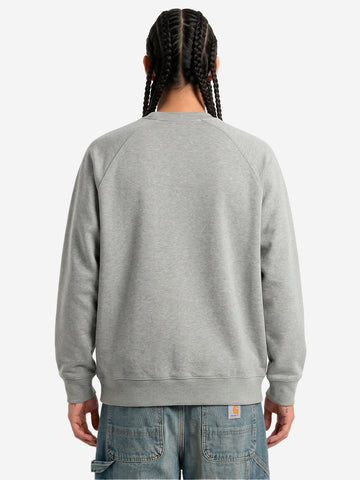 CARHARTT WIP Felpa girocollo grigia 'Chase Sweat' con logo ricamato Grigio