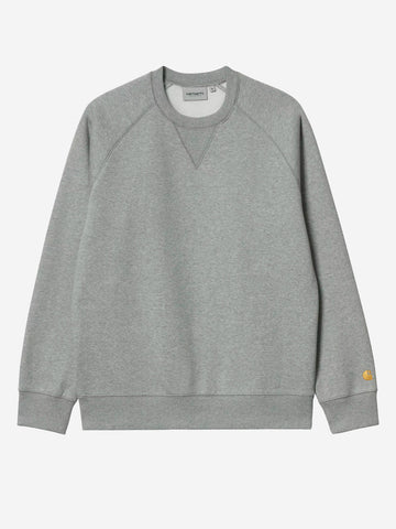 CARHARTT WIP Felpa girocollo grigia 'Chase Sweat' con logo ricamato Grigio