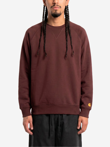 CARHARTT WIP Felpa girocollo bordeaux 'Chase Sweat' con logo ricamato Bordeau