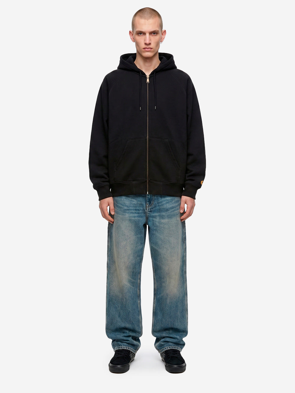 CARHARTT WIP Hooded Chase Jacket nera con zip Nero Urbanstaroma