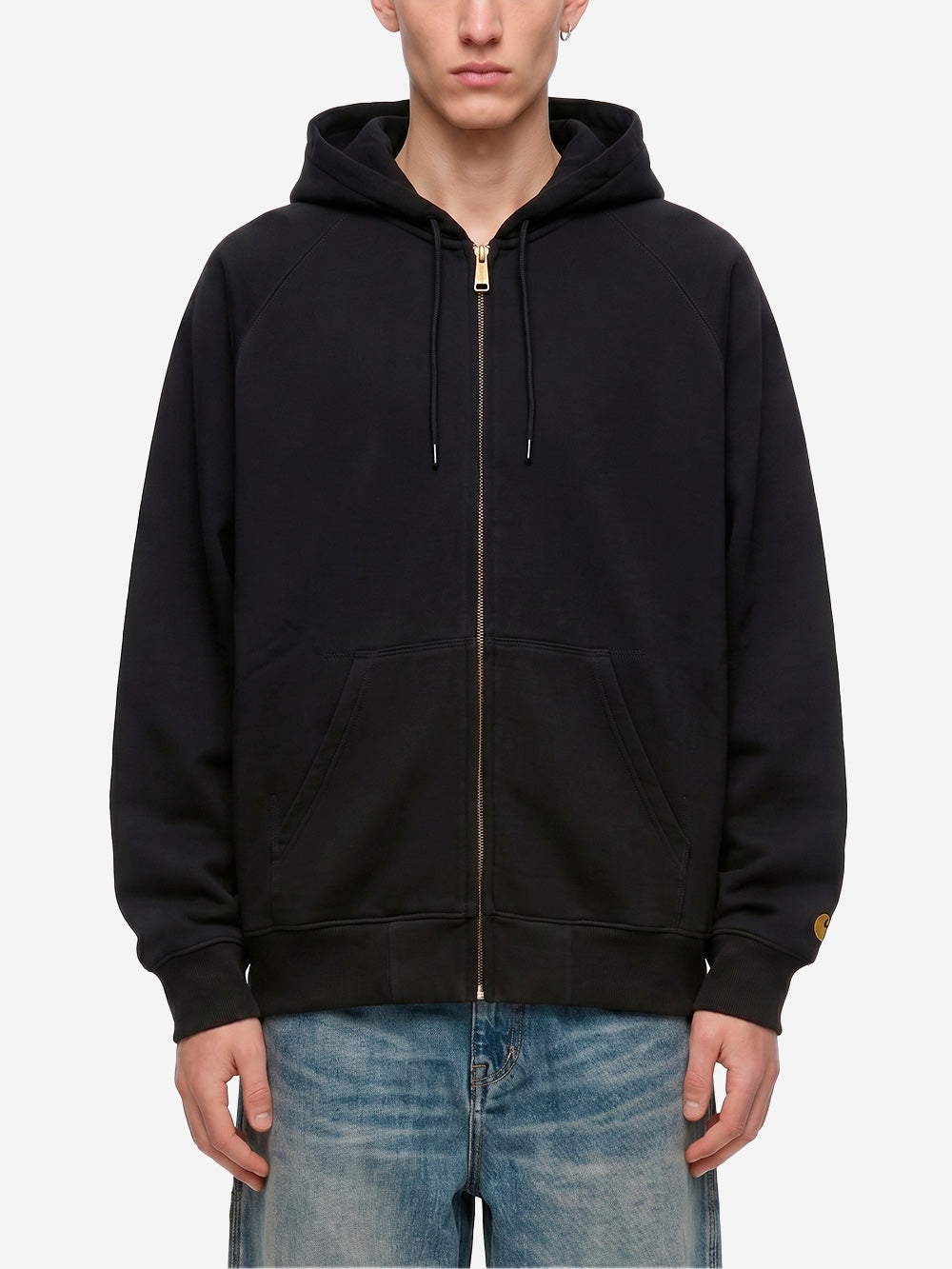 CARHARTT WIP Hooded Chase Jacket nera con zip Nero Urbanstaroma