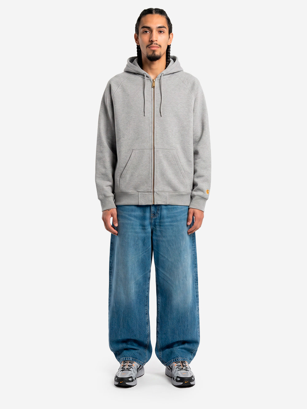 CARHARTT WIP Hooded 'Chase' Jacket grigia con zip Grigio Urbanstaroma