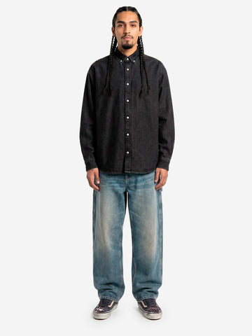 CARHARTT WIP Camicia 'Lucas' button-down in denim nero Nera