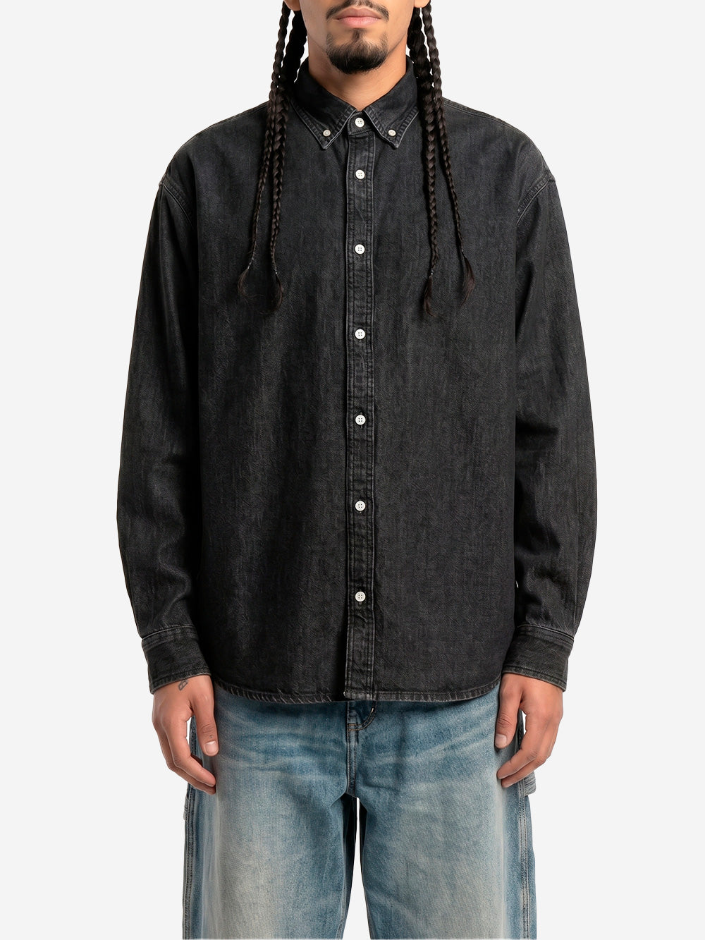 CARHARTT WIP Camicia 'Lucas' button-down in denim nero Nera Urbanstaroma