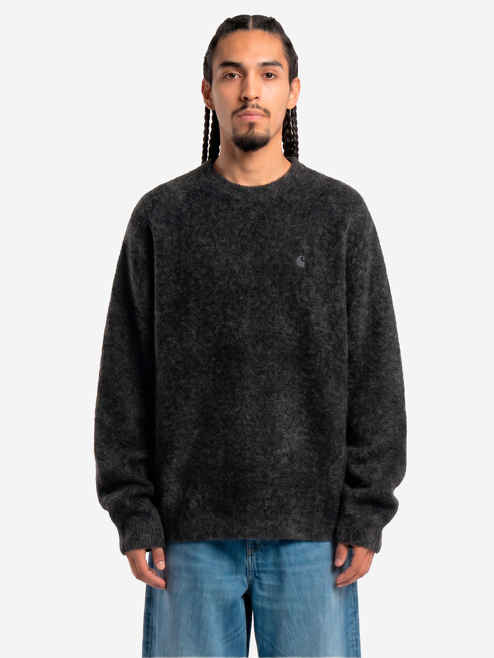 CARHARTT WIP Maglione in misto lana 'Curtis' con logo ricamato Nero Urbanstaroma