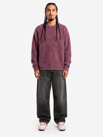 CARHARTT WIP Maglione in misto lana viola 'Curtis' con logo ricamato Viola