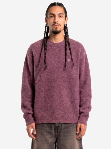 CARHARTT WIP Maglione in misto lana viola 'Curtis' con logo ricamato Viola