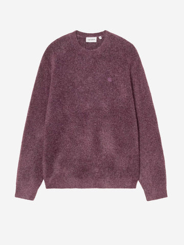 CARHARTT WIP Maglione in misto lana viola 'Curtis' con logo ricamato Viola