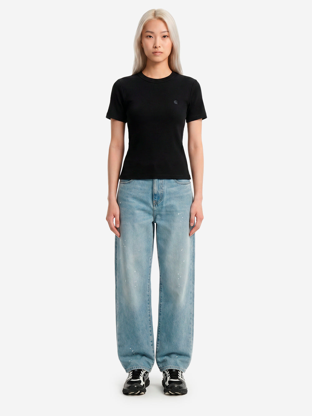 CARHARTT WIP T-shirt 'Philipa' nera in cotone elasticizzato Nero Urbanstaroma