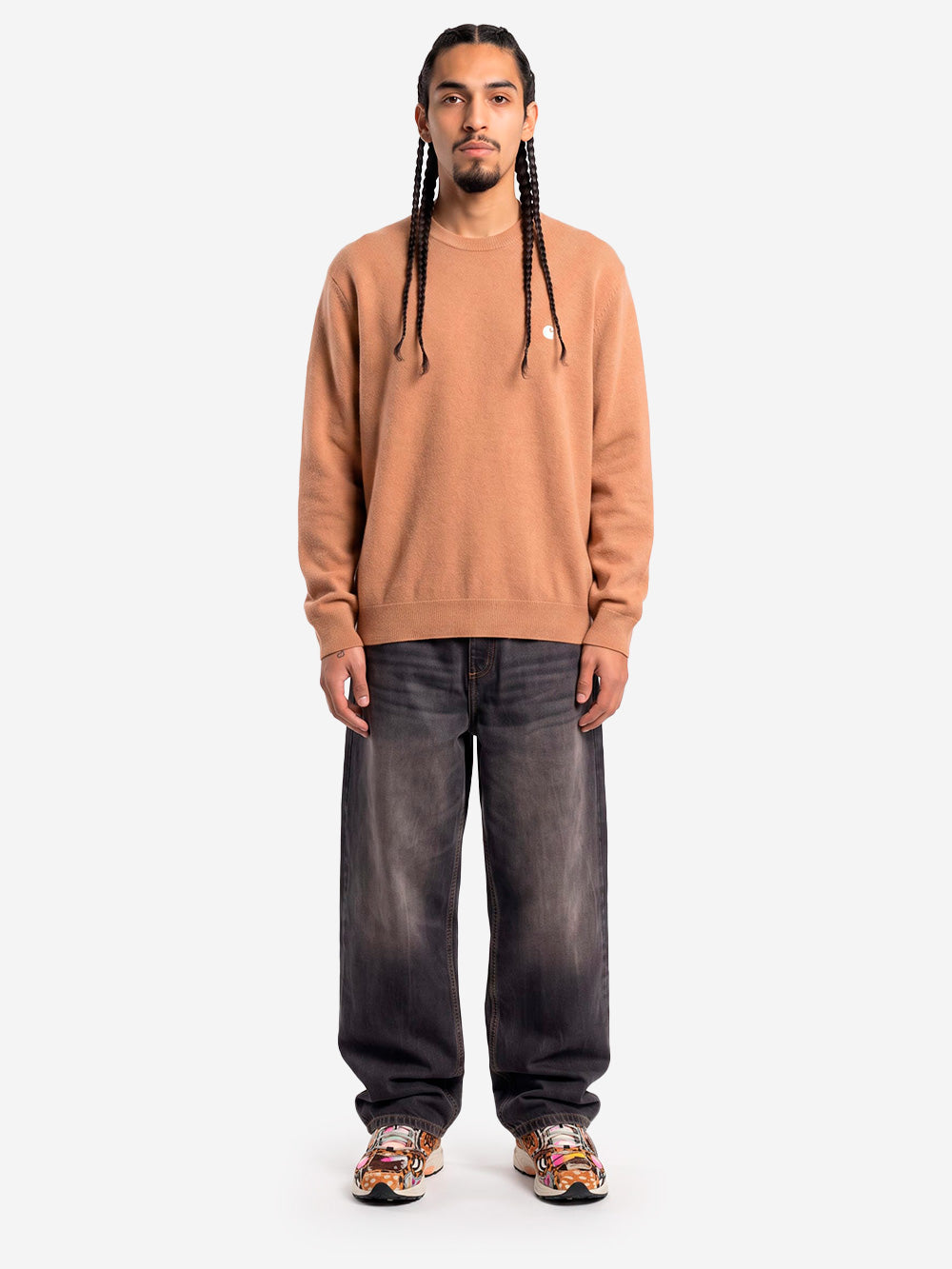 CARHARTT WIP Pantaloni loose 'Brandon' in denim nero tobacco used wash Nero Urbanstaroma