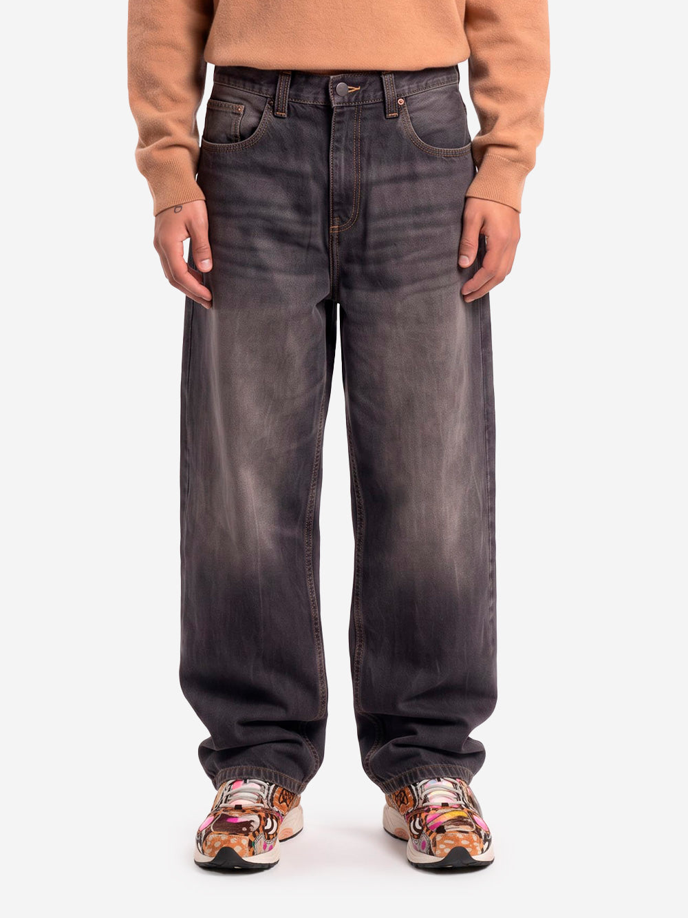 CARHARTT WIP Pantaloni loose 'Brandon' in denim nero tobacco used wash Nero Urbanstaroma