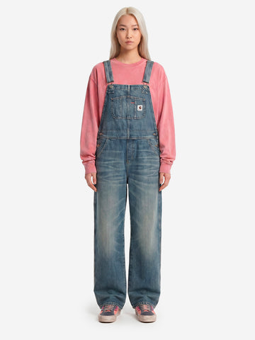 CARHARTT WIP Salopette Bib Straight in denim Worn Used Wash Blu