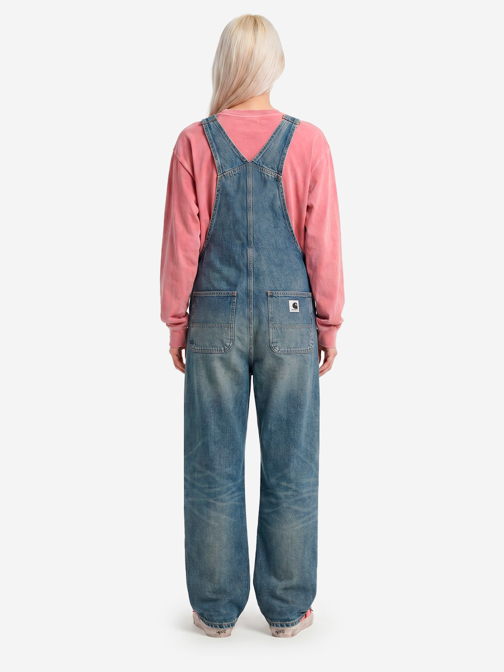 CARHARTT WIP Salopette Bib Straight in denim Worn Used Wash Blu Urbanstaroma