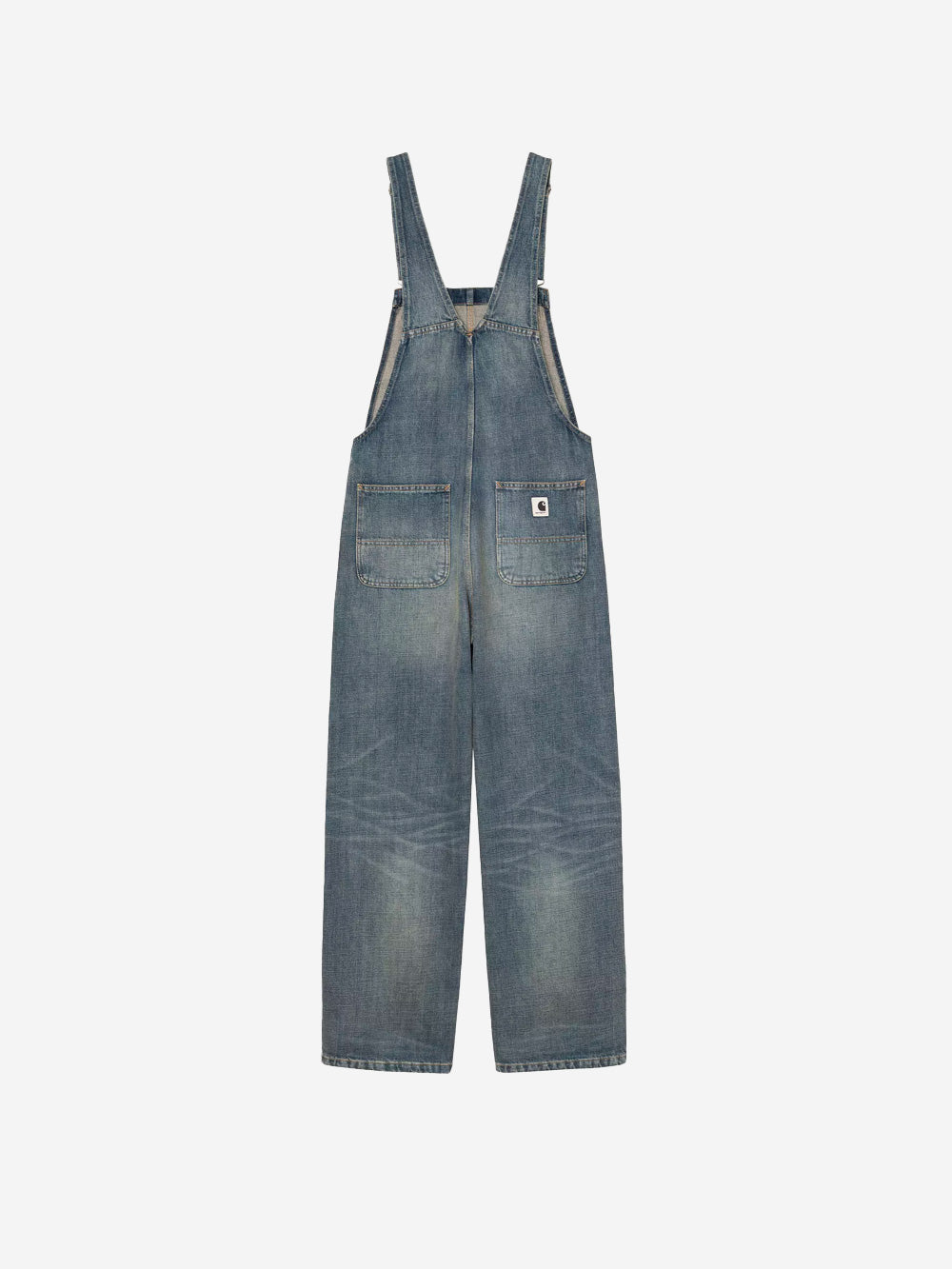 CARHARTT WIP Salopette Bib Straight in denim Worn Used Wash Blu Urbanstaroma