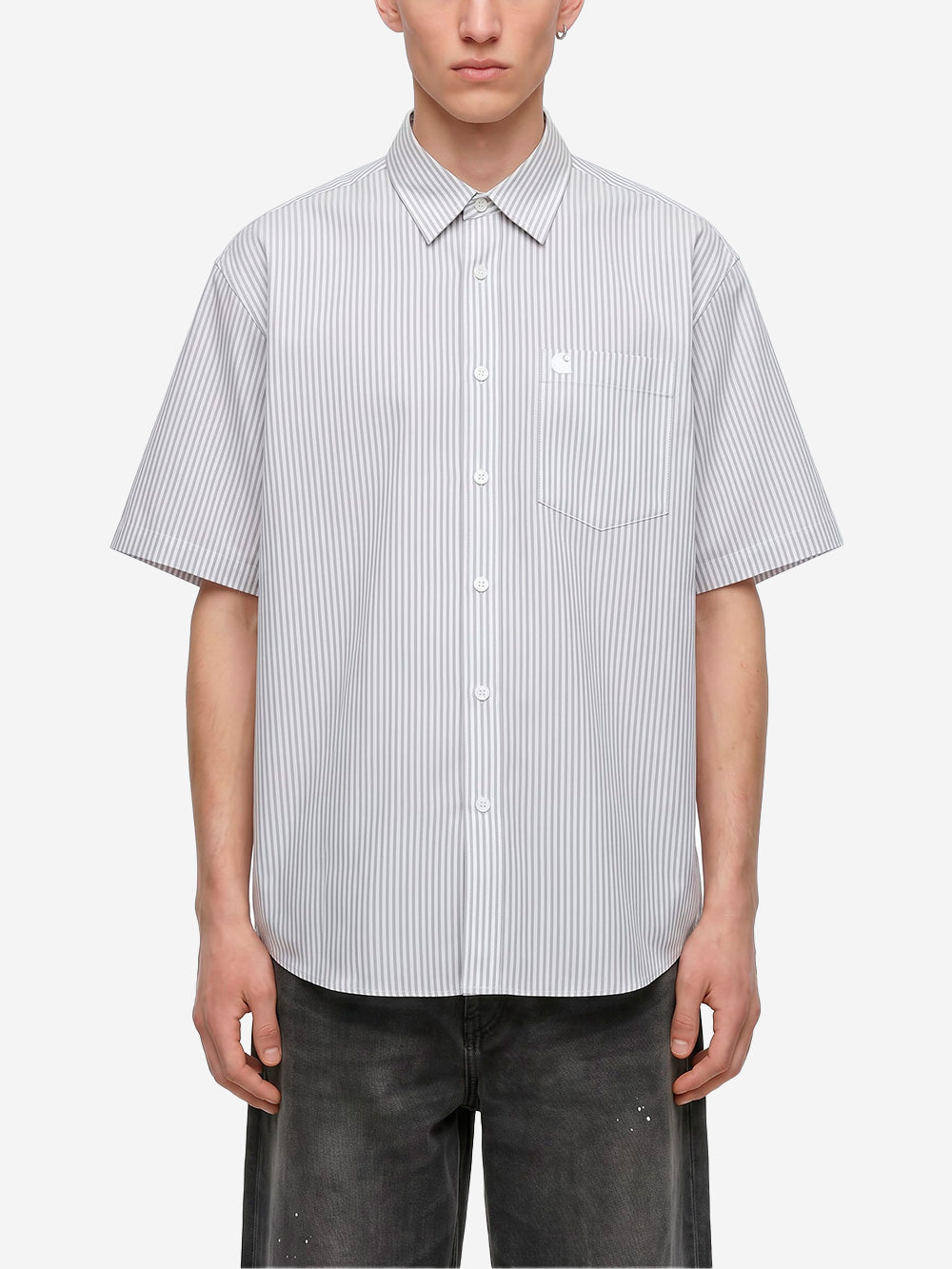 CARHARTT WIP Camicia a manica corta 'Keene' a righe blu Bianco Urbanstaroma