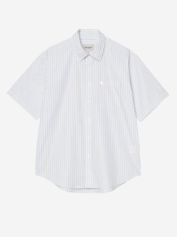 CARHARTT WIP Camicia a manica corta 'Keene' a righe blu Bianco