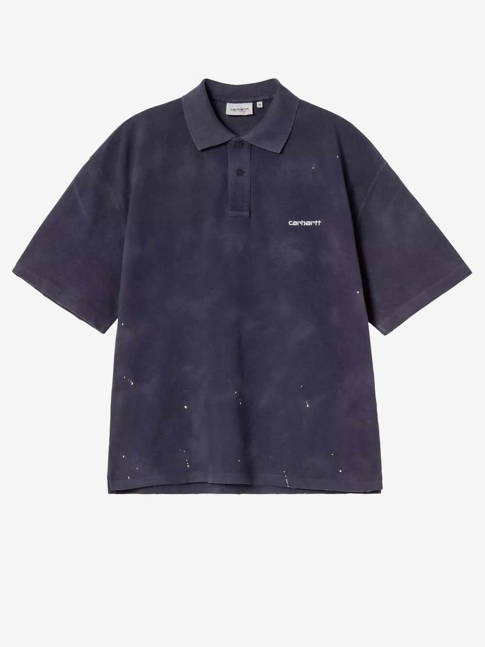 CARHARTT WIP Polo Painter blu con trattamento distressed e vernice Blu Urbanstaroma