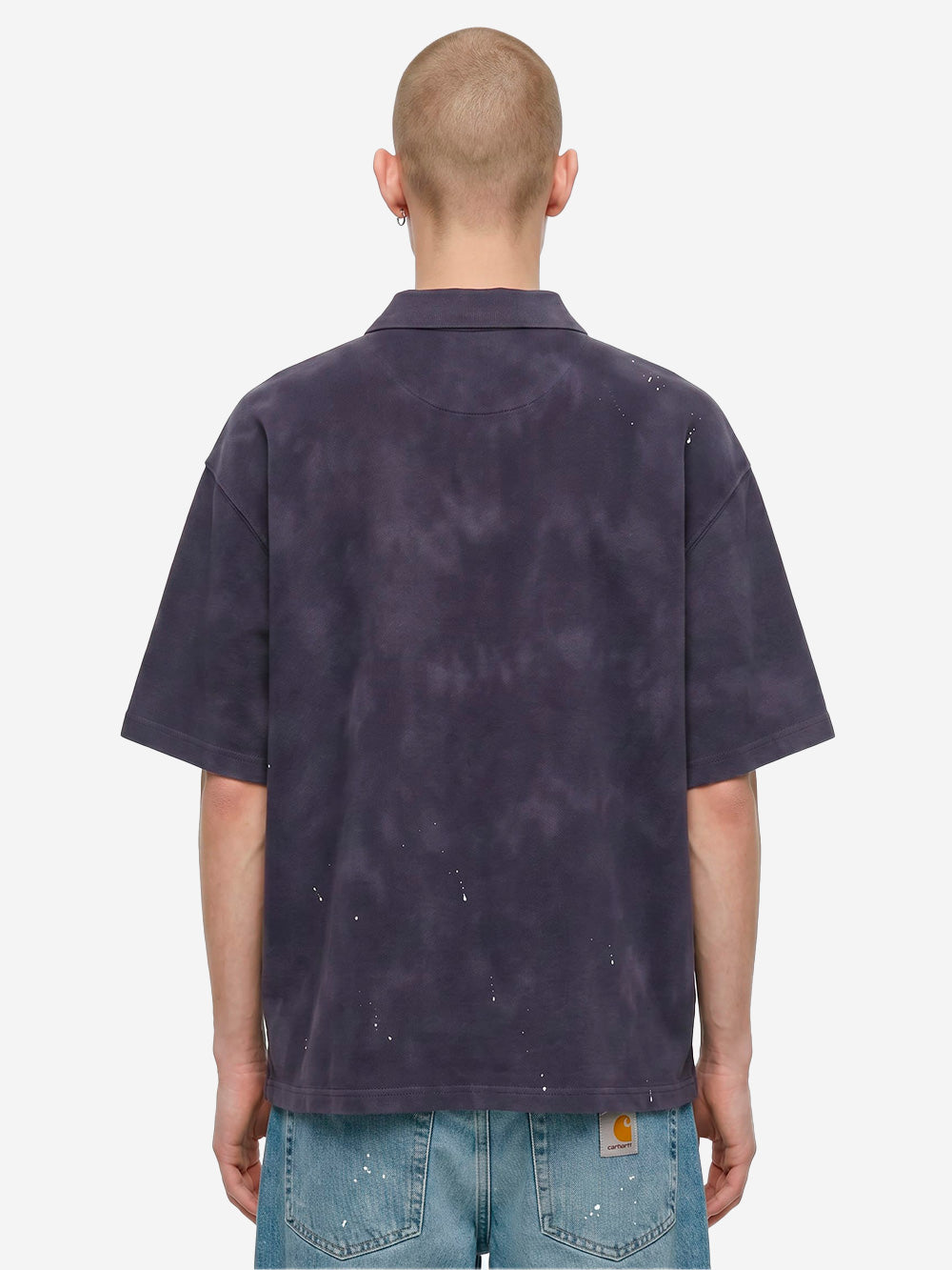 CARHARTT WIP Polo Painter blu con trattamento distressed e vernice Blu Urbanstaroma