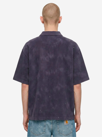 CARHARTT WIP Polo Painter blu con trattamento distressed e vernice Blu