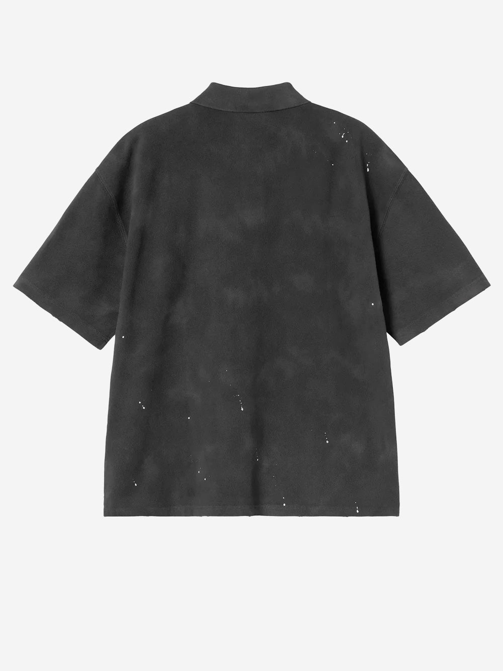CARHARTT WIP Polo Painter nera con trattamento distressed e vernice Nero Urbanstaroma