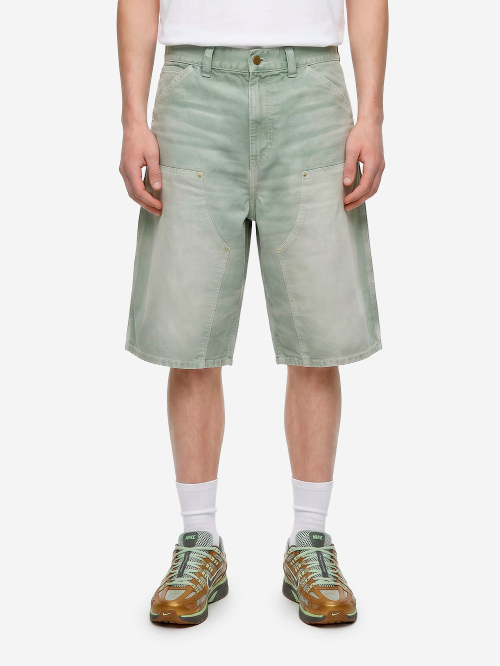 CARHARTT WIP Shorts Og 'Double Knee' verdi con trattamento distressed Verde Urbanstaroma