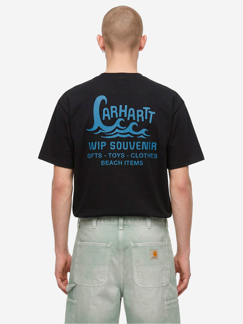 CARHARTT WIP T-shirt nera S/S con grafica 'Waves' Nero Urbanstaroma