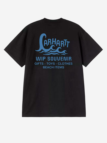 CARHARTT WIP T-shirt nera S/S con grafica 'Waves' Nero