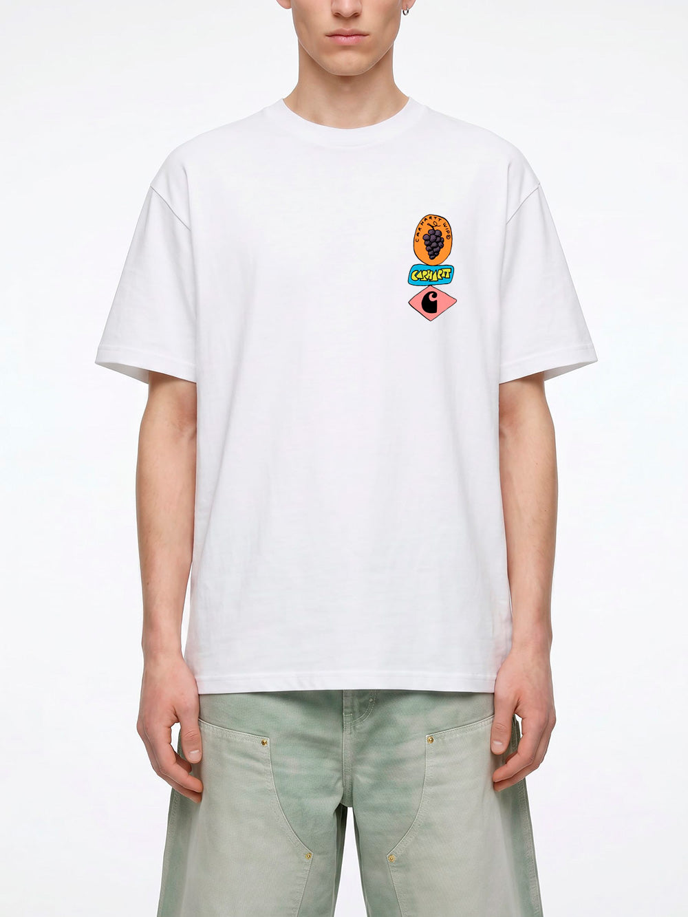 CARHARTT WIP T-shirt bianca S/S con grafica 'Stacked Grapes' Bianco Urbanstaroma