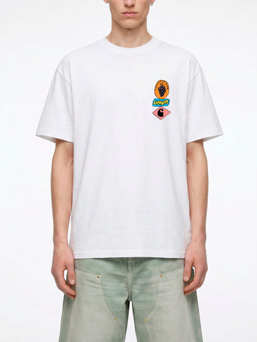 CARHARTT WIP T-shirt bianca S/S con grafica 'Stacked Grapes' Bianco