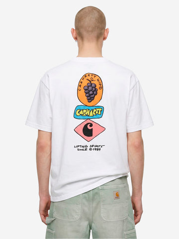 CARHARTT WIP T-shirt bianca S/S con grafica 'Stacked Grapes' Bianco