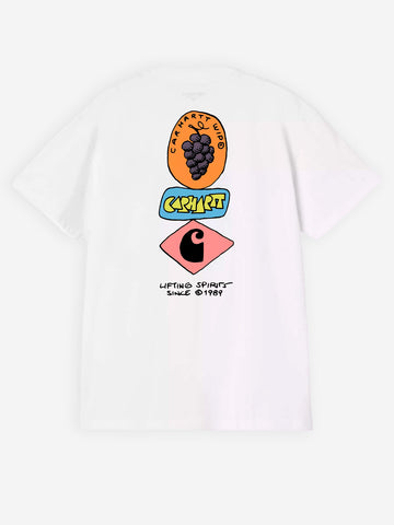 CARHARTT WIP T-shirt bianca S/S con grafica 'Stacked Grapes' Bianco