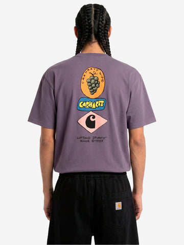 CARHARTT WIP T-shirt viola S/S con grafica 'Stacked Grapes' Viola