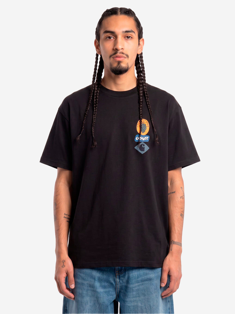 CARHARTT WIP T-shirt nera S/S con grafica 'Stacked Grapes' Nero Urbanstaroma