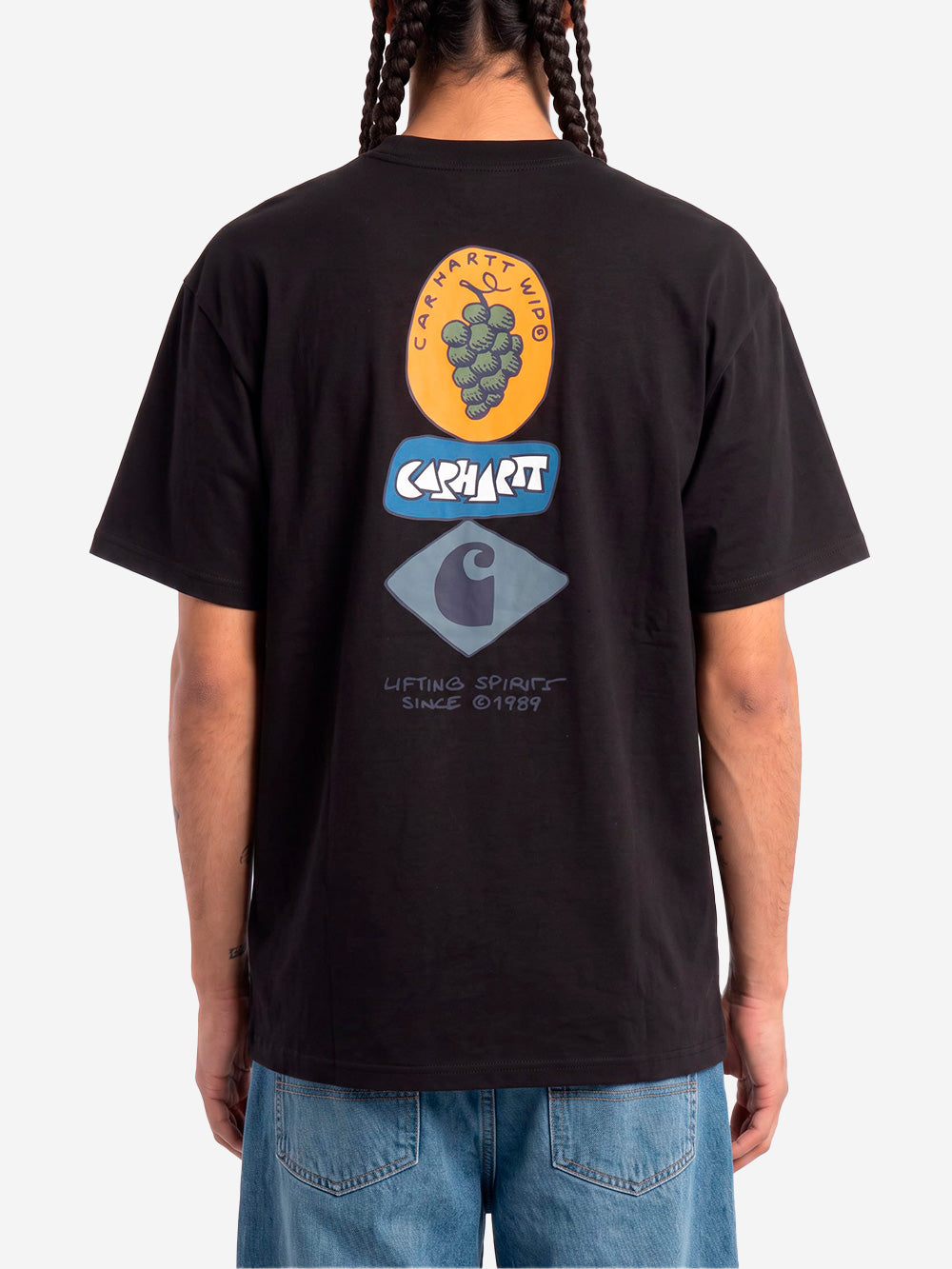 CARHARTT WIP T-shirt nera S/S con grafica 'Stacked Grapes' Nero Urbanstaroma