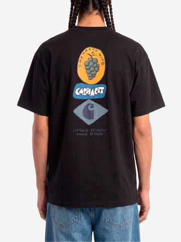 CARHARTT WIP T-shirt nera S/S con grafica 'Stacked Grapes' Nero