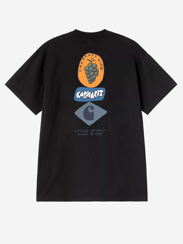 CARHARTT WIP T-shirt nera S/S con grafica 'Stacked Grapes' Nero