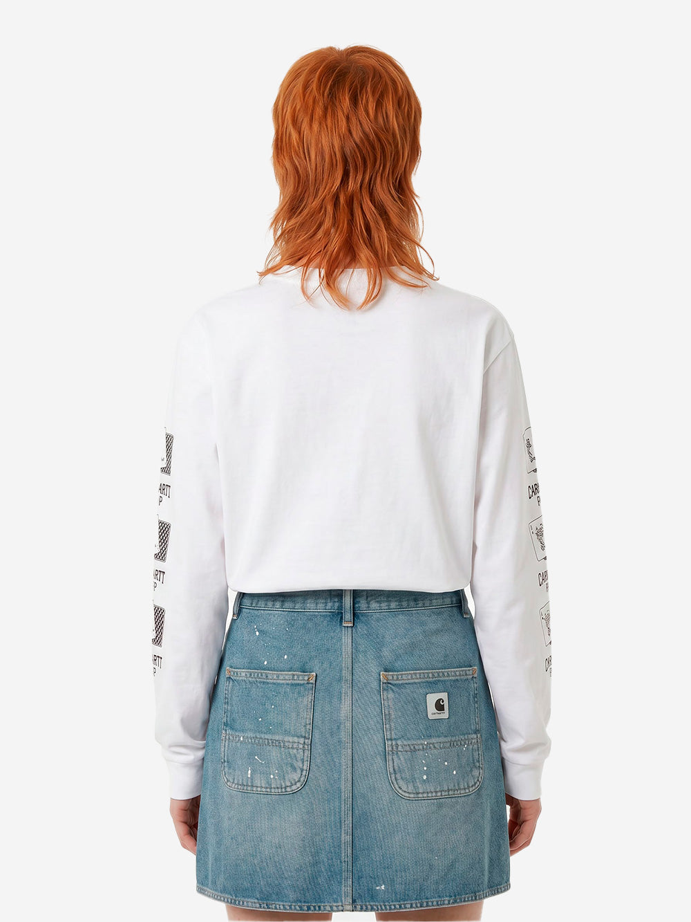CARHARTT WIP W T-shirt bianca a manica lunga con grafica 'Playing Cards' Bianco Urbanstaroma