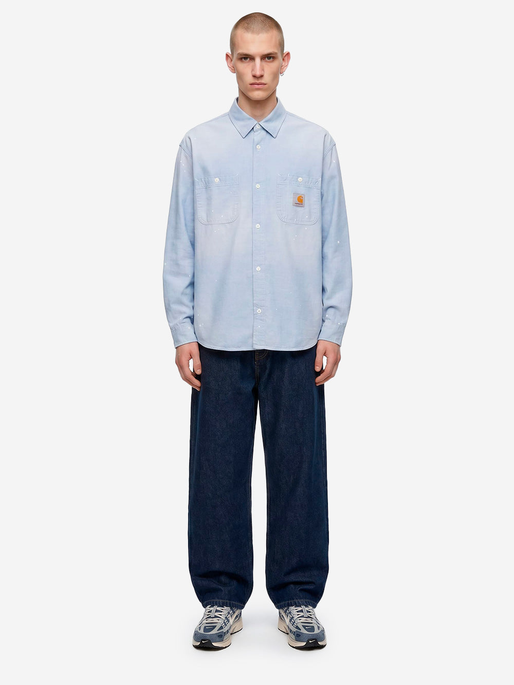 CARHARTT WIP Camicia blu L/S 'Painter' con trattamento distressed Celeste Urbanstaroma