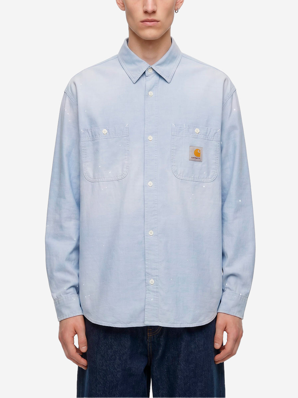 CARHARTT WIP Camicia blu L/S 'Painter' con trattamento distressed Celeste Urbanstaroma