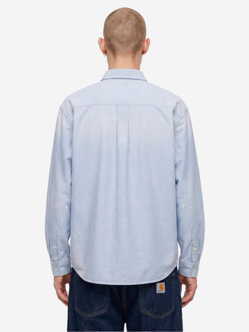 CARHARTT WIP Camicia blu L/S 'Painter' con trattamento distressed Celeste