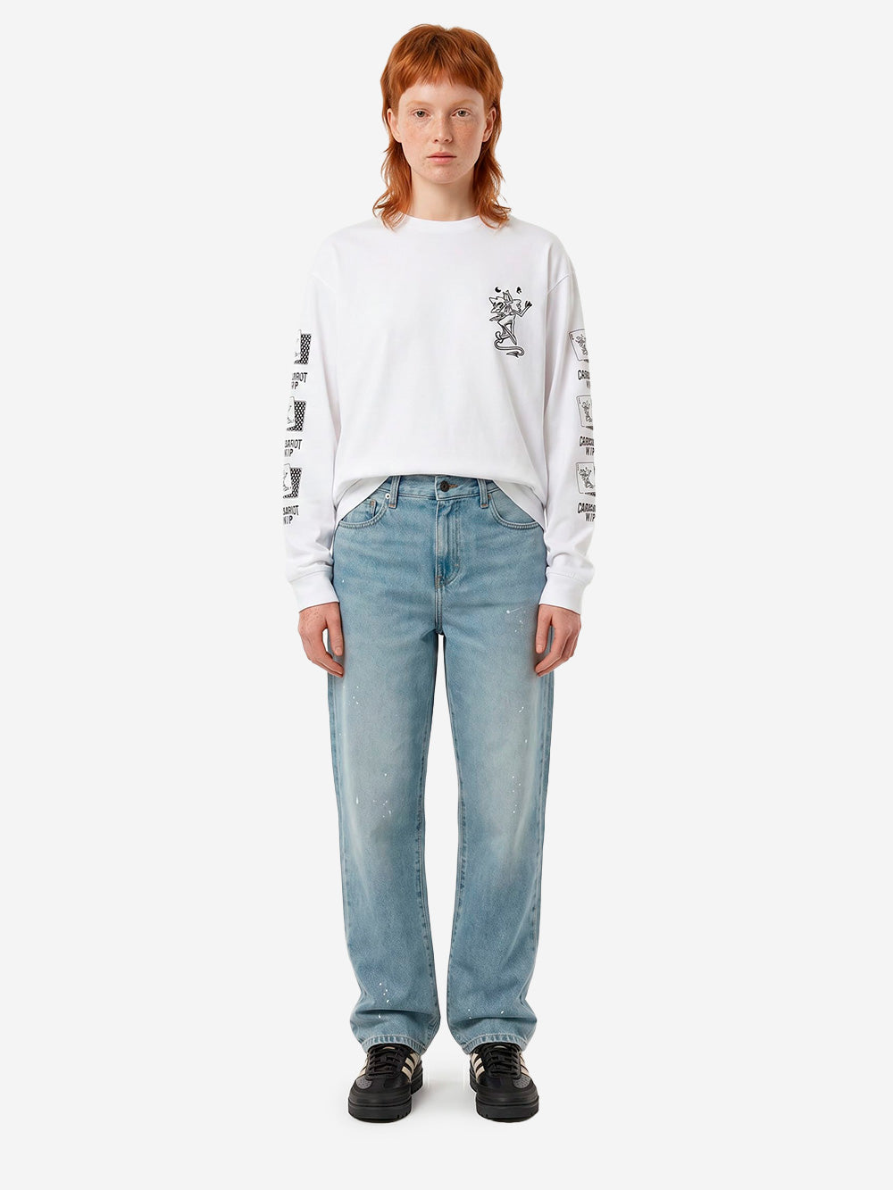 CARHARTT WIP W Pantaloni 'Arin' in denim blu con trattamento distressed e vernice Indigo Urbanstaroma