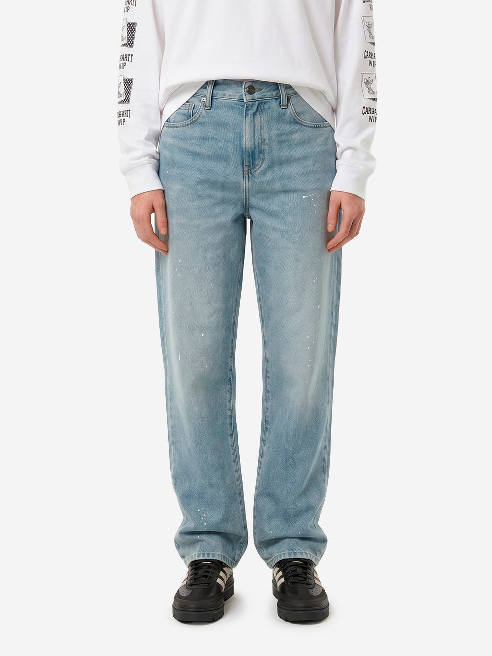 CARHARTT WIP W Pantaloni 'Arin' in denim blu con trattamento distressed e vernice Indigo Urbanstaroma