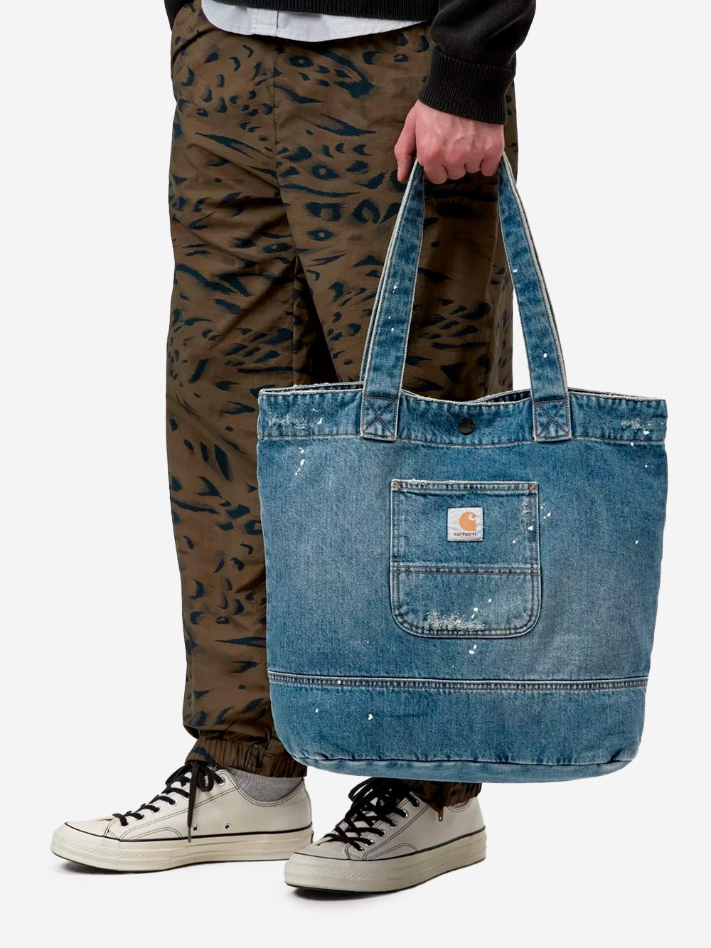 CARHARTT WIP Tote in denim blu chiaro destroyed (28l) Indigo Urbanstaroma