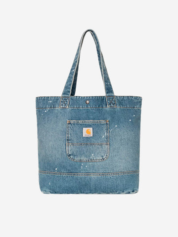 CARHARTT WIP Tote in denim blu chiaro destroyed (28l) Indigo