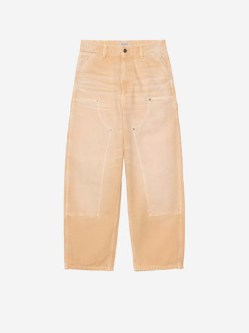 CARHARTT WIP W Pantaloni Brandon 'Double Knee' marroni con trattamento distressed e vernice Sabbia