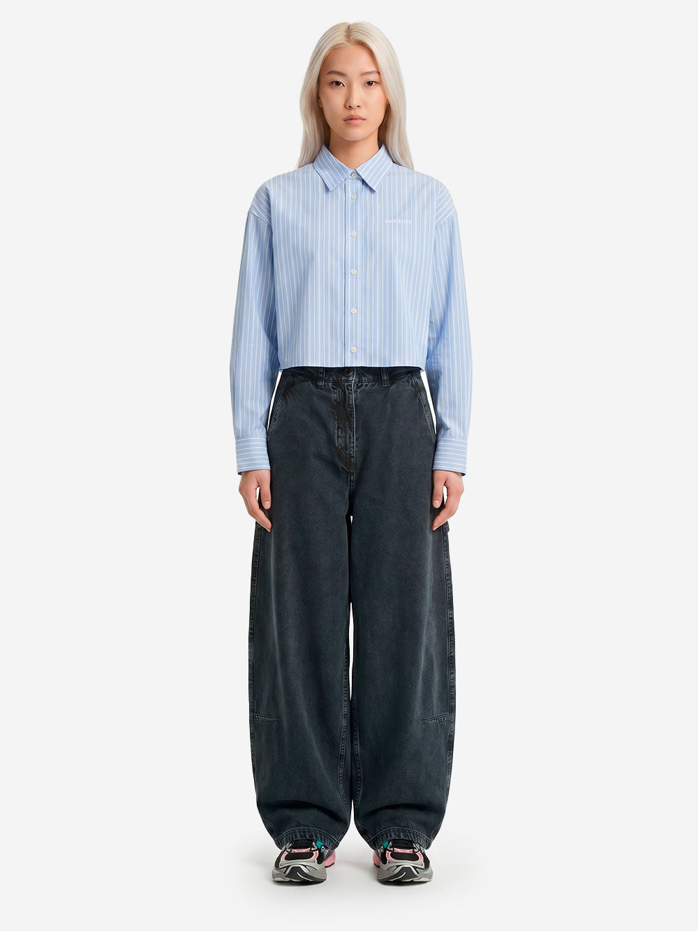 CARHARTT WIP Camicia L/S 'Kanan' a righe blu Celeste Urbanstaroma