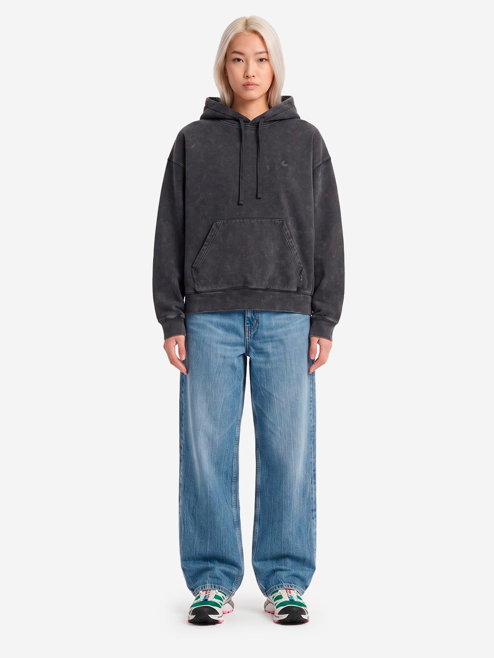 CARHARTT WIP Felpa 'Lambert' nera lavata con cappuccio Grigio lavato Urbanstaroma