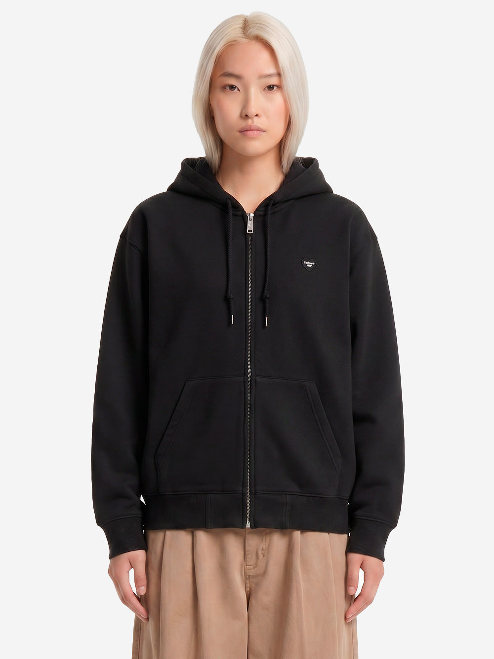 CARHARTT WIP Felpa con cappuccio nera HD Small Heart Patch Nero Urbanstaroma
